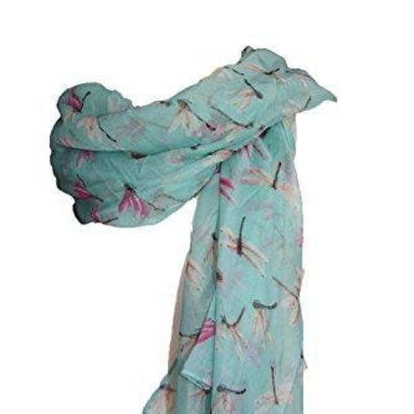 Écharpe Pashmina pour femme - Tenue de plage - Caftan - Sarong - Châle imprimé libellule