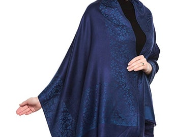 Señoras Paisley Bordeado Pashmina Feel Shawl Bufanda Wrap Lujosamente Cálido Suave Vibrante