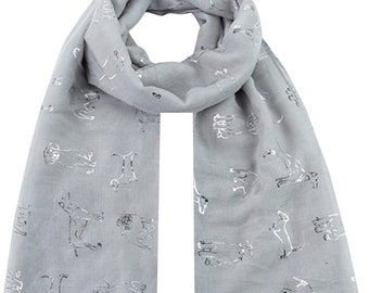 Glitter Dog Print Scarf - All Seasons Lovely Soft Scarf Wraps Shawl Scarves