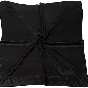 Grand carré en satin de soie 90 cm X 90 cm Uni, motif nautique, foulard, foulard, cadeau pour vos proches Black