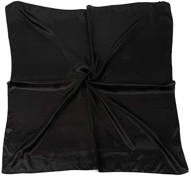 Satin Silk Square Large 90 cm X 90 cm Plain Nautical Head Neck Best Gift for Your Loved Ones Scarf Wrap Black