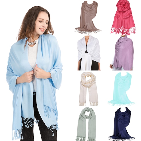 New Pashmina Scarf Wrap For Bridesmaid Bridal Wedding Shawl Gifts for Her Mum Grandma Wife Girlfriend Ladies Women Scarves