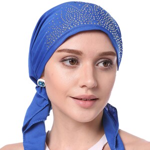 2-Pack Crystal Pleated Chemo Hats For Women - Stretchy Beanie Headwrap Turban For Hair Loss, Alopecia, Cancer - View #12