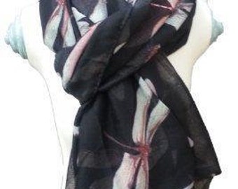 Dragonfly Scarf - Lovely Dragonfly Flutters Over This Lovely Scarf