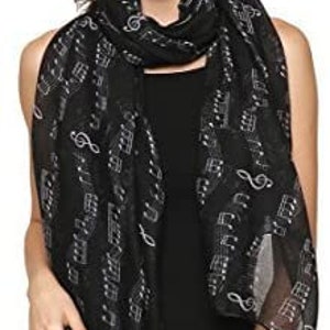 Music Print, Musical Note Printed Scarves, Large Size Fashion Scarf Wrap Sarong Shawl Fantastic Gift