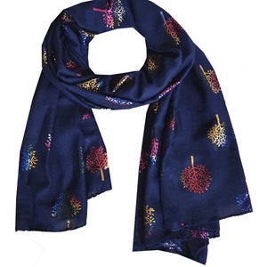 Fair Trade Navy Striped Scarf With Tassels, Fashion Scarves for