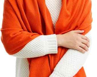 Burnt Orange Winter Warm Cashmere Feel Wrap Blanket Shawl Scarf Warm Soft Cozy