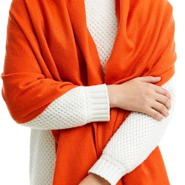 Burnt Orange Winter Warm Cashmere Feel Wrap Blanket Shawl Scarf Warm Soft Cozy