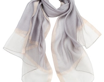 Sheer Classy Elegant Scarf Wrap Ideal for Party Event Occasion Gift - Silver / Gold