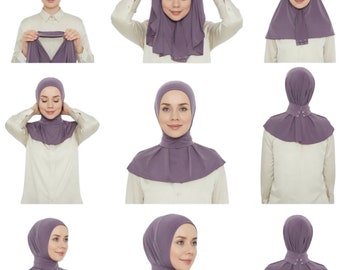 Klaar om te gaan Instant Hijab voor dames meisjes dames met strikknopen Premium kwaliteit Jersey sjaal