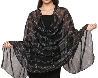 Music Notes Scarf In Black And White - Foto 8