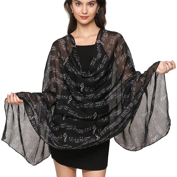 Music Notes Scarf In Black And White - Foto 5