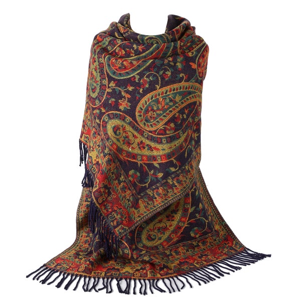 Ladies Paisley Pashmina Feel Shawl Scarf Wrap Luxuriously Warm Soft Vibrant Winter Blanket