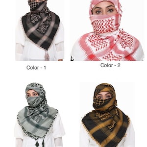 Scarf Military Shemagh Desert Palestinian Arafat Tactical Desert Keffiyeh Head Neck Cotton Arab Wrap with Tassel image 7