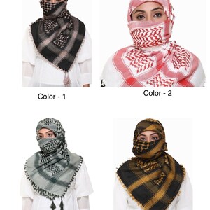 Shemagh 100% Cotone - Sciarpa Tattica Militare Per Deserto, Testa, Viso, Avvolgimento, Stile Esercito Arabo - Foto 2
