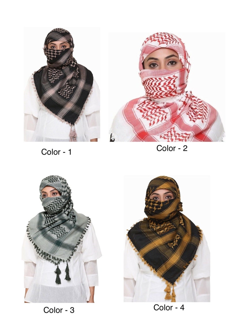 Scarf Military Shemagh Desert Palestinian Arafat Tactical Desert Keffiyeh Head Neck Cotton Arab Wrap with Tassel 画像 7