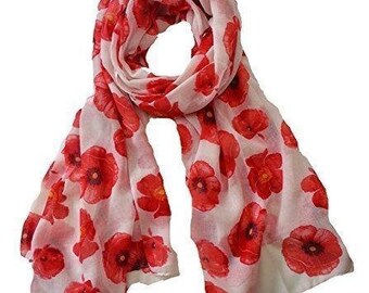 Colorful Poppy Scarf - Abundant Poppies Adorn This Lovely Scarf