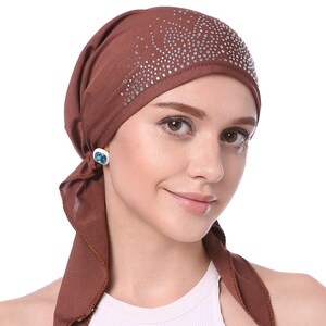 2-Pack Crystal Pleated Chemo Hats For Women - Stretchy Beanie Headwrap Turban For Hair Loss, Alopecia, Cancer