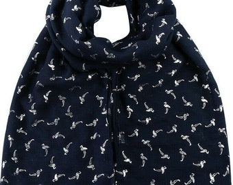 Flamingo Birds Glitter Foil Print Large Scarf Wrap