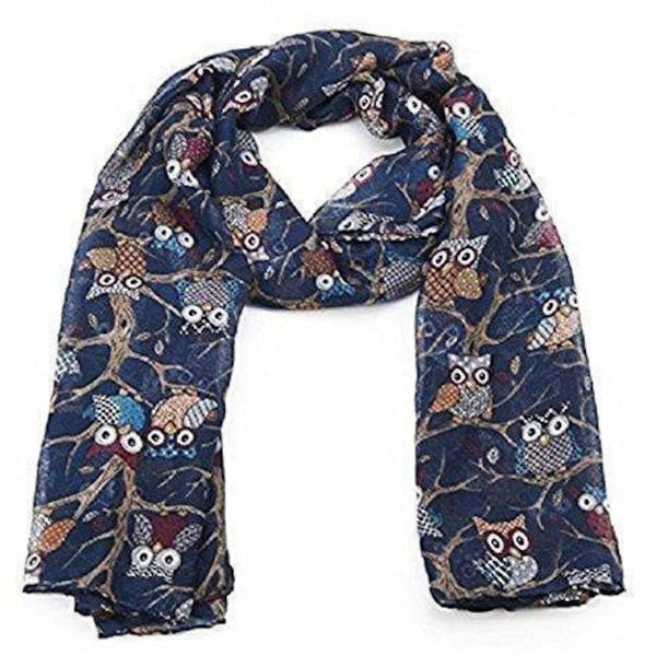 Ladies Owl Print Long Scarf Neck Scarves Winter Gifts Christmas