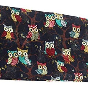 Écharpe longue imprimée hibou pour femmes, foulards de cou, cadeaux d'hiver, de noël Noir