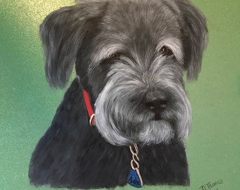 Custom dog portrait, custom painted dog portrait, acrylic painting