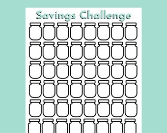 50 Jar Savings Challenge Tracker | Printable PDF