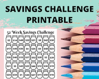 52 Week Savings Challenge Printable | Savings Tracker (PDF)