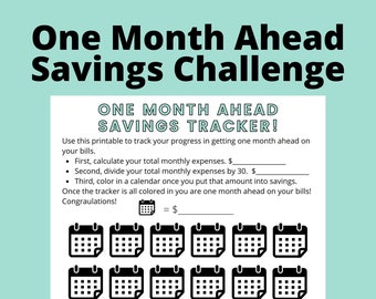 Money Saving Challenge Printable | One Month Ahead Savings Tracker | Savings Planner