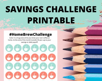 Money Saving Challenge Printable | Homebrew Challenge | Savings Tracker | Savings Planner | Coffee Inspired