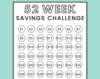 52-Week Savings Challenge Printable