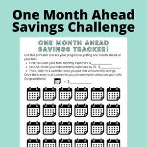 Money Saving Challenge Printable One Month Ahead Savings Tracker Savings Planner image 1