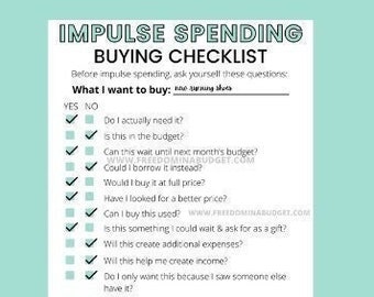 Impulse Spending Checklist Printable