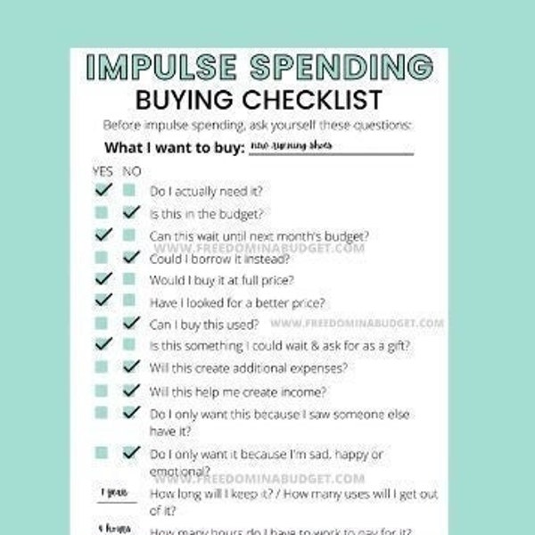 Impulse Spending Checklist Printable