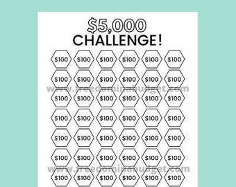 Save 5,000 in One Year Money Saving Challenge Printable | Savings Tracker | Savings Planner