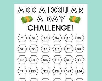 Money Saving Challenge Printable | Add A Dollar A Day! | Savings Tracker | Savings Planner