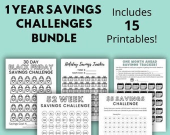 Savings Challenges Bundle | 15 Money Saving Printables (PDF)