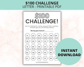 Save 100 Dollars Challenge! | Money Saving Challenge Printable | Savings Tracker | Savings Planner
