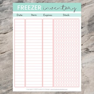 Food Inventory Printables, Pantry Inventory, Fridge Inventory, Freezer Inventory, Inventory Tracker, Inventory Printable, Food Tracker image 3