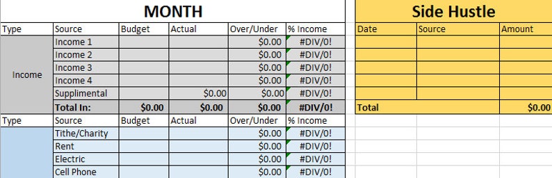 Monthly Budget Template Zero-Based Budget Excel Download image 2