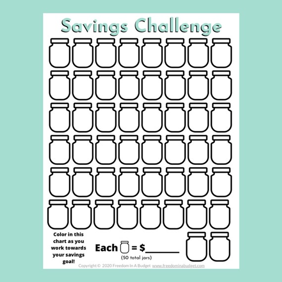 Savings Challenge Printable Savings Challenge Tracker PDF - Etsy