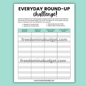 Money Saving Challenge Printable EVERYDAY ROUND-UP Savings Challenge Savings Tracker Savings Planner image 2