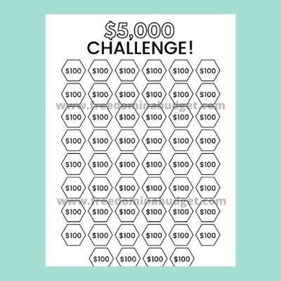 Save 5000 in One Year Money Saving Challenge Printable - Etsy