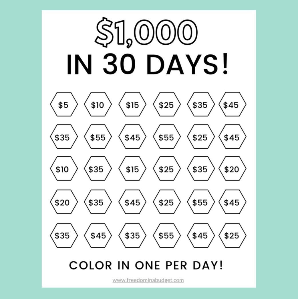 money-saving-challenge-printable-save-1000-in-30-days-savings-tracker-savings-planner-etsy