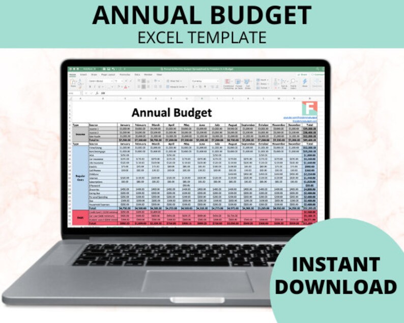 Annual & Monthly Budget Template Zero-Based Budget Excel Download image 2