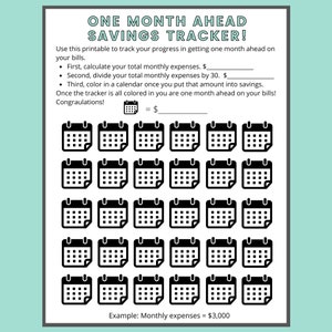 Money Saving Challenge Printable One Month Ahead Savings Tracker Savings Planner image 2