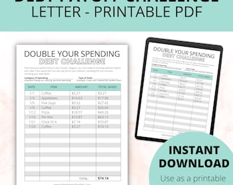 Double Your Spending Debt Challenge| Debt Payoff Challenge Printable