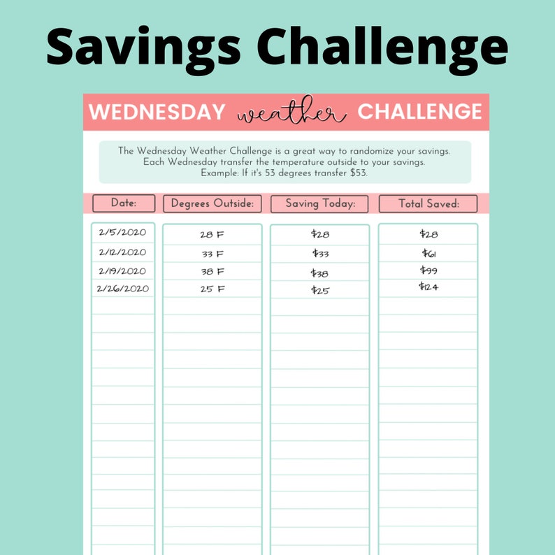 Wednesday Weather Savings Challenge image 1