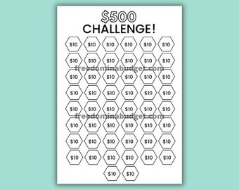 500 Dollar Savings Challenge Printable | Money Saving Tracker (PDF)