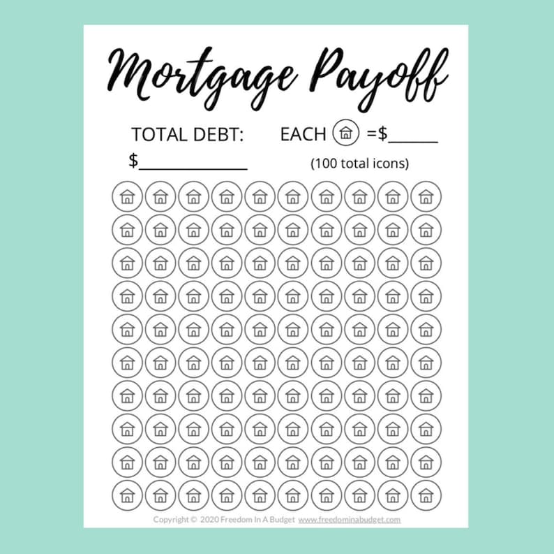 Mortgage Debt Tracker Printable  Mortgage Payoff Tracker PDF image 1